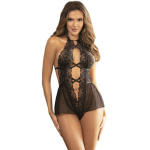 Subblime-Teddy Halser Hals Zurück Nackte Spitze Schwarz · Sexy Damen-Dessous