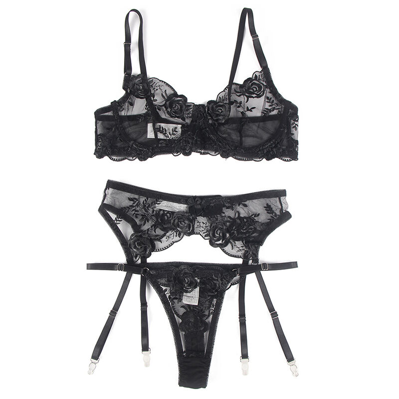 Subblime-Set 3 Stk. BH, Tanga und Strumpfband mit Druck · Spicy Dessous & Bodystockings (Bild 6)