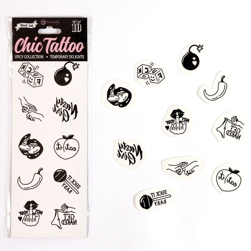 Secretplay-Set mit 10 temporären Tattoos Spicy Collection