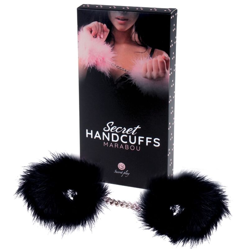 Secretplay 100% Fetish-Black Wives Handschellen mit Federn Schwarz-Metall