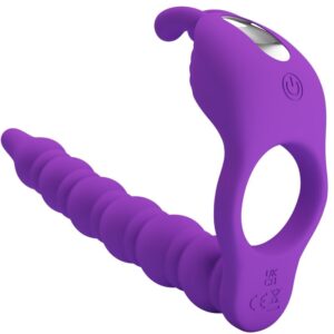 For Him-Blackney Penisring mit Vibro-Plug Flieder-Silikon, 7