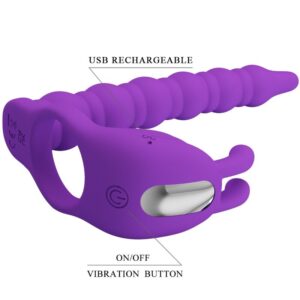 For Him-Blackney Penisring mit Vibrationsstopfen Flieder-Silikon, 7 · Sextoys (Bild 5)