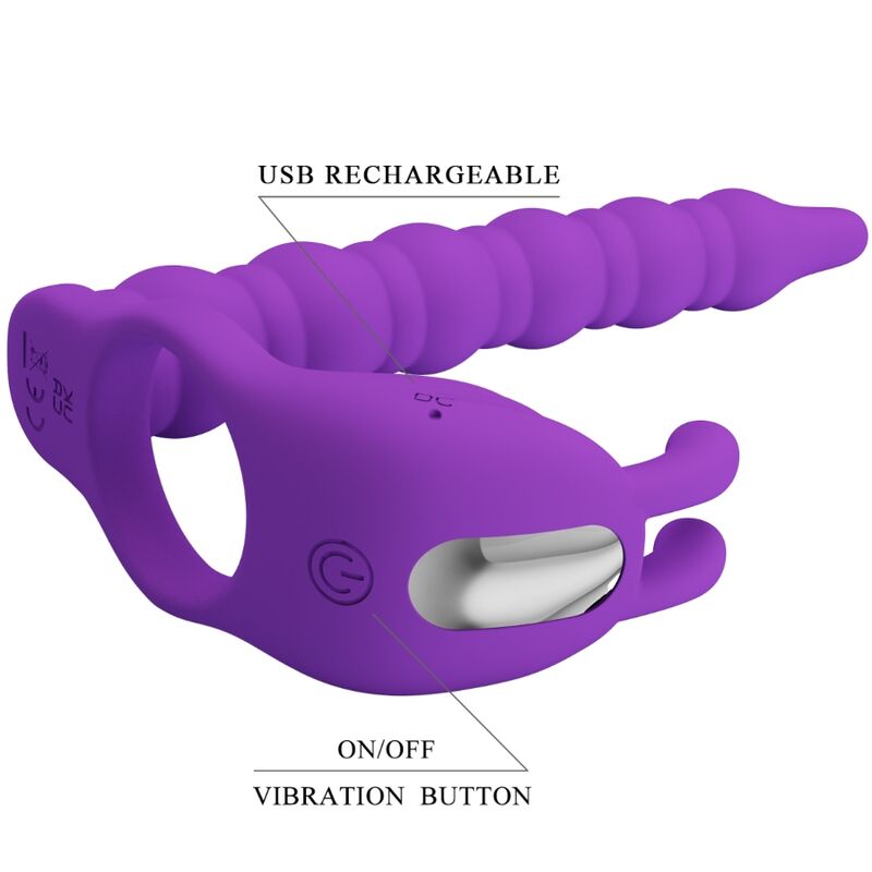 For Him-Blackney Penisring mit Vibrationsstopfen Flieder-Silikon, 7 · Sextoys (Bild 5)