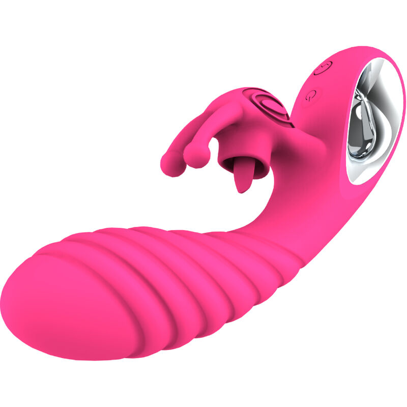 Armony-Vicky Rabbit Vibrator mit Ring Fuchsia und Zunge-Silikon, 12 · Vibratoren