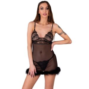 Livco Corsetti Fashion-Zerunam Set Babydoll + Tanga Schwarz · Sexy Damen-Dessous