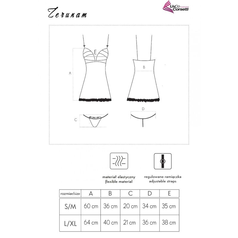 Livco Corsetti Fashion-Zerunam Set Babydoll + Tanga Schwarz · Sexy Damen-Dessous (Bild 5)
