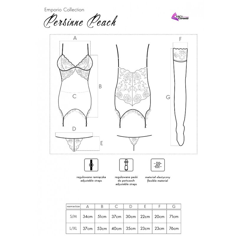 Livco Corsetti Fashion-Persine Peach Korsett, Tanga, Strümpfe · Spicy Dessous & Bodystockings (Bild 4)