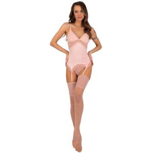 Livco Corsetti Fashion-Persine Peach Korsett, Tanga, Strümpfe · Spicy Dessous & Bodystockings