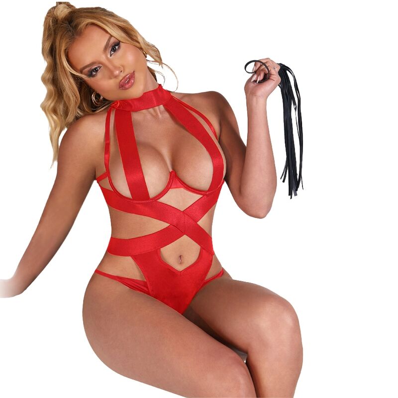 Subblime-Body Halser Sexy mit Harness Rot · Sexy Damen-Dessous (Bild 2)