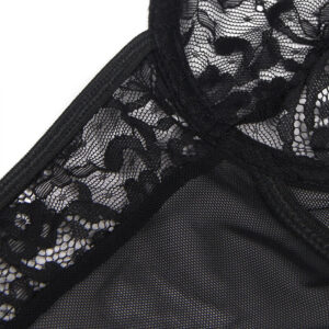 Subblime-Teddy mit Strumpfhalter, Pizzo und Strisse, Schwarz · Sexy Damen-Dessous (Bild 10)