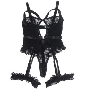 Subblime-Teddy mit Strumpfhalter, Pizzo und Strisse, Schwarz · Sexy Damen-Dessous (Bild 6)