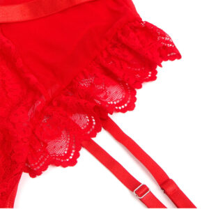 Subblime-Teddy mit Strumpfhalter, Detail Spitze und Rot Hosenträger · Sexy Damen-Dessous (Bild 9)