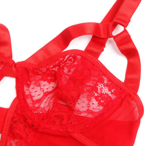 Subblime-Teddy mit Strumpfhalter, Detail Spitze und Rot Hosenträger · Sexy Damen-Dessous (Bild 3)