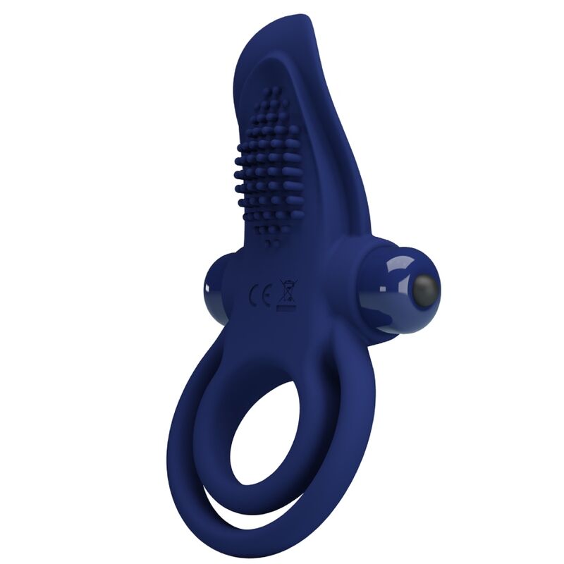 For Him-Bronson Vibrierender Doppel-Penisring, Blau-Silikon