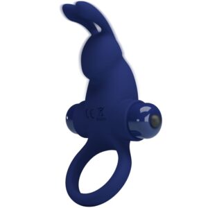 For Him-Rabbit Jiro Ring mit Vibration, Blau-Silikon, 10 Geschwindigkeiten · Sextoys (Bild 9)