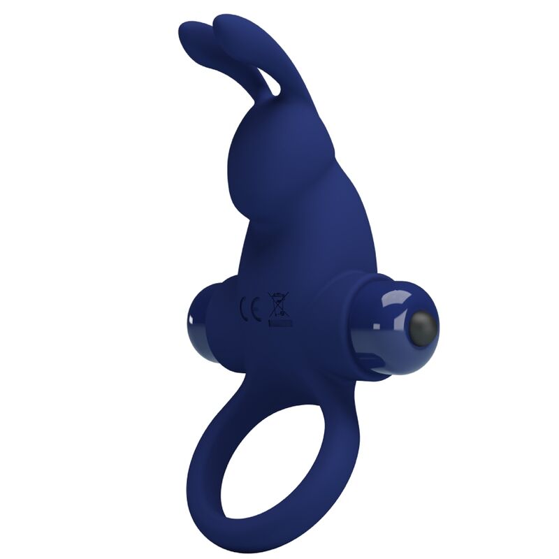For Him-Rabbit Jiro Ring mit Vibration, Blau-Silikon, 10 Geschwindigkeiten · Sextoys