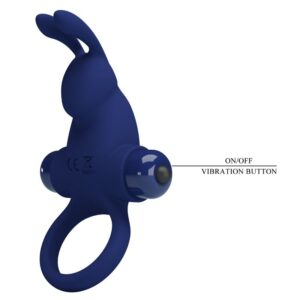 For Him-Rabbit Jiro Ring mit Vibration, Blau-Silikon, 10 Geschwindigkeiten · Sextoys (Bild 7)