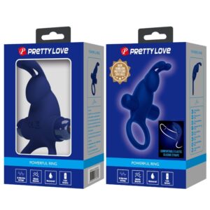 For Him-Rabbit Jiro Ring mit Vibration, Blau-Silikon, 10 Geschwindigkeiten · Sextoys (Bild 6)