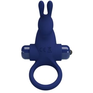 For Him-Rabbit Jiro Ring mit Vibration, Blau-Silikon, 10 Geschwindigkeiten · Sextoys (Bild 5)