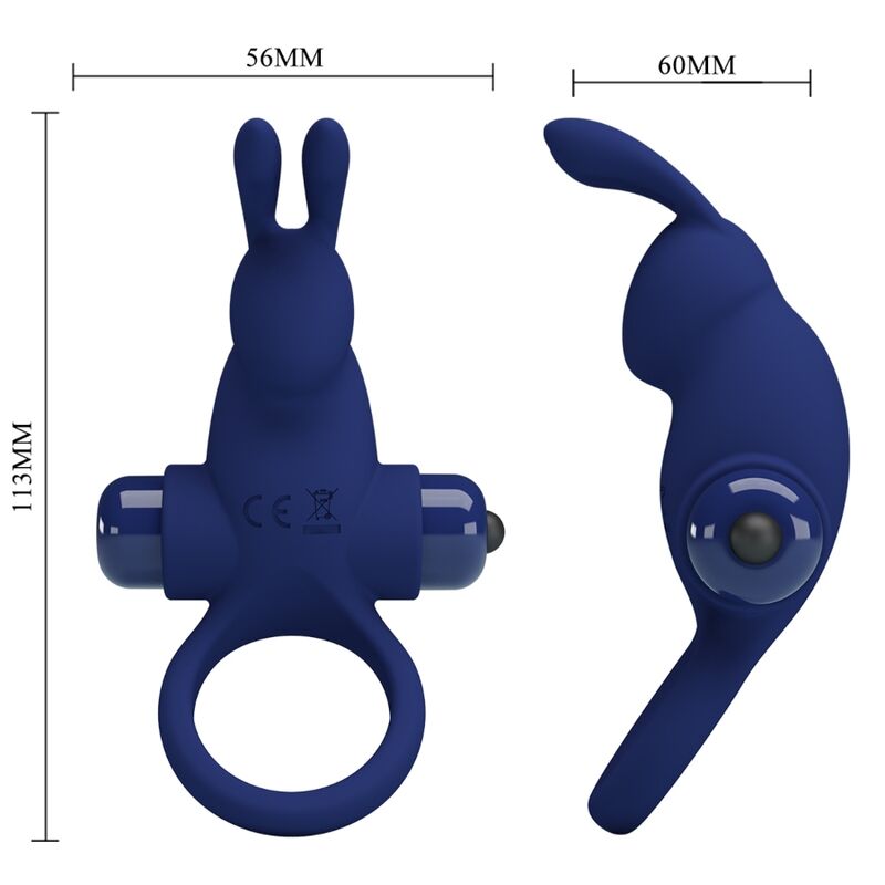 For Him-Rabbit Jiro Ring mit Vibration, Blau-Silikon, 10 Geschwindigkeiten · Sextoys (Bild 4)