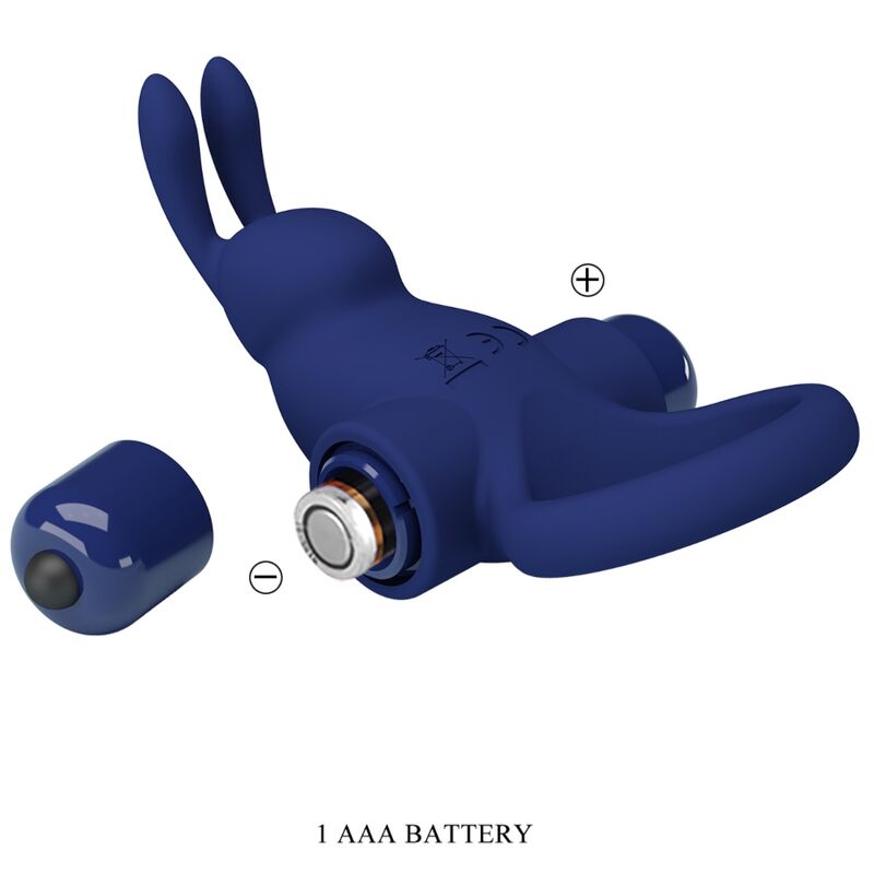 For Him-Rabbit Jiro Ring mit Vibration, Blau-Silikon, 10 Geschwindigkeiten · Sextoys (Bild 2)