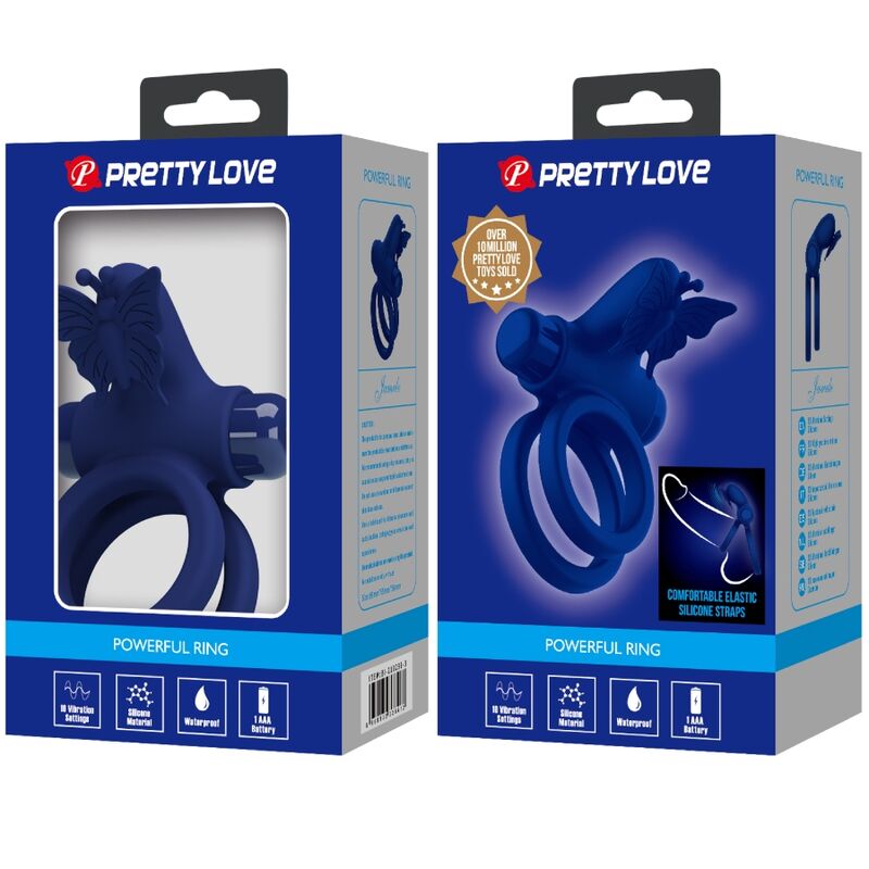 For Him-Doppelring Zwillinge mit Schwingungen und Stimulator Schmetterling · Sextoys (Bild 2)