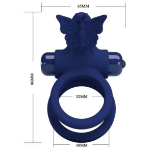 For Him-Doppelring Zwillinge mit Schwingungen und Stimulator Schmetterling · Sextoys (Bild 7)