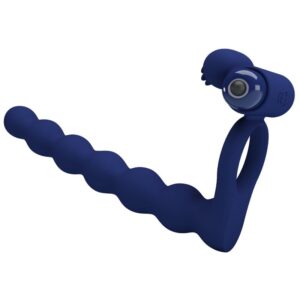 For Him-Ajmal Vibro-Ring mit Plug Blau-Silikon, 10 Stufen