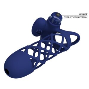 For Him-Giann Ring Vibrator mit Silikon Penishülle, Blau-10 · Sextoys (Bild 5)