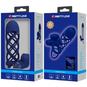 For Him-Giann Ring Vibrator mit Silikon Penishülle, Blau-10 · Sextoys (Bild 3)