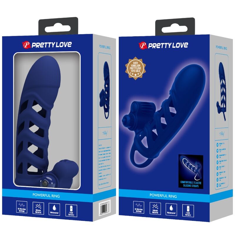 For Him-Altaf Vibrator Ring mit Silikon Penishülle, Blau-10 · Sextoys (Bild 7)