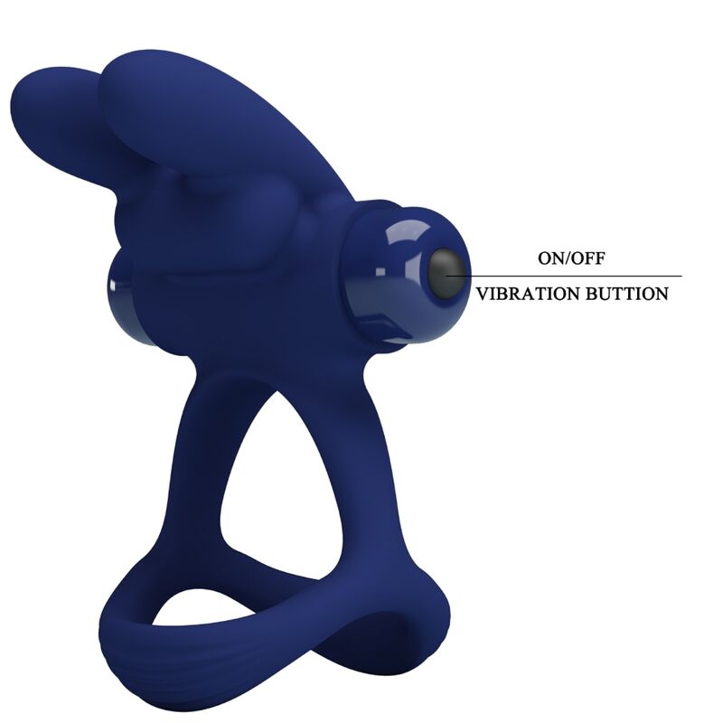 For Him-Francisco Double Vibrations Ring Rabbit Blau-Silikon, 10 · Sextoys (Bild 10)