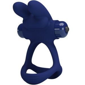For Him-Francisco Double Vibrations Ring Rabbit Blau-Silikon, 10 · Sextoys