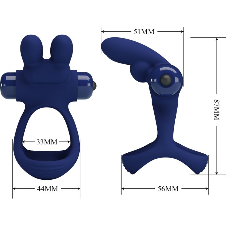 For Him-Francisco Double Vibrations Ring Rabbit Blau-Silikon, 10 · Sextoys (Bild 6)