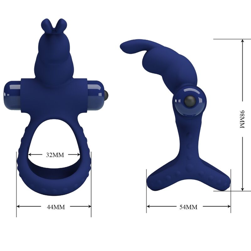 For Him-Luchito Vibrationsring Double Rabbit Blau-Silikon, 10 · Sextoys (Bild 10)