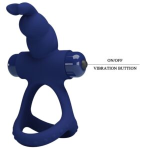 For Him-Luchito Vibrationsring Double Rabbit Blau-Silikon, 10 · Sextoys (Bild 7)