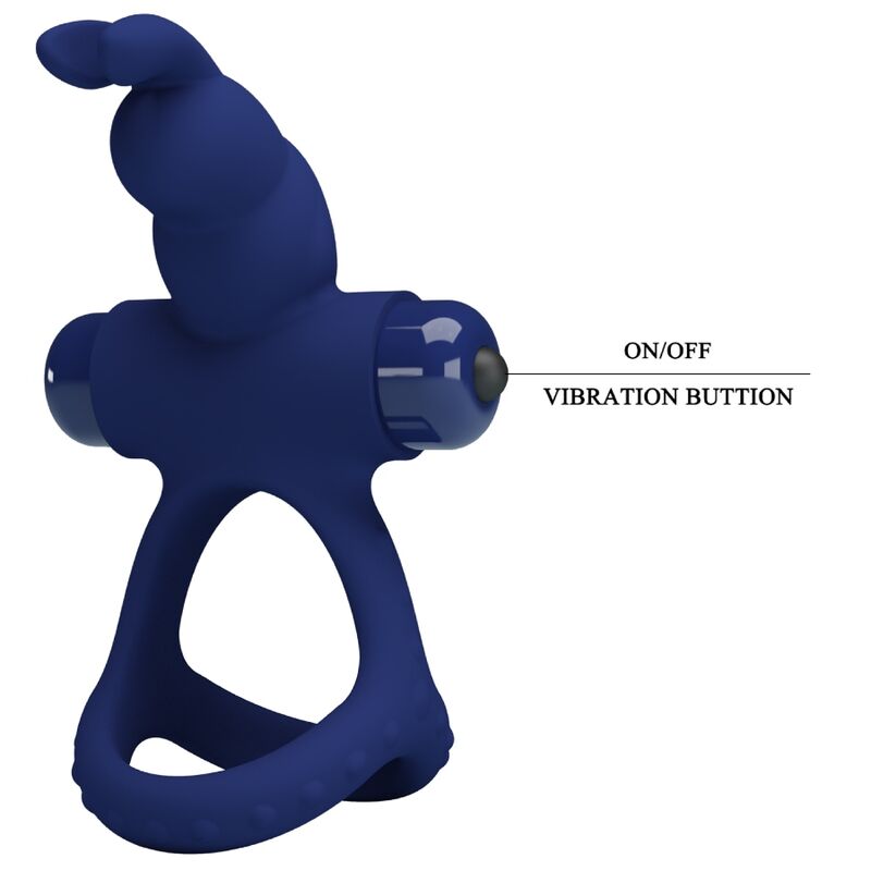 For Him-Luchito Vibrationsring Double Rabbit Blau-Silikon, 10 · Sextoys (Bild 7)
