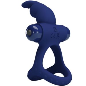 For Him-Luchito Vibrationsring Double Rabbit Blau-Silikon, 10 · Sextoys (Bild 5)