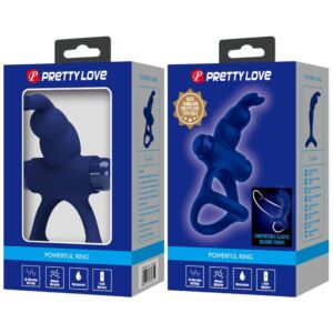 For Him-Luchito Vibrationsring Double Rabbit Blau-Silikon, 10 · Sextoys (Bild 4)