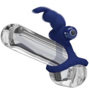For Him-Luchito Vibrationsring Double Rabbit Blau-Silikon, 10 · Sextoys (Bild 3)