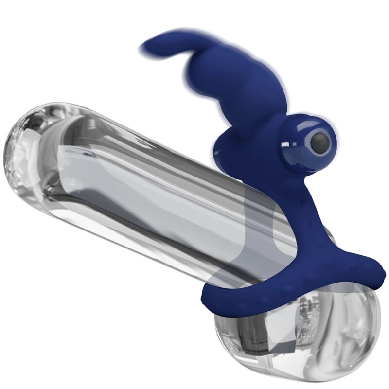 For Him-Luchito Vibrationsring Double Rabbit Blau-Silikon, 10 · Sextoys (Bild 3)