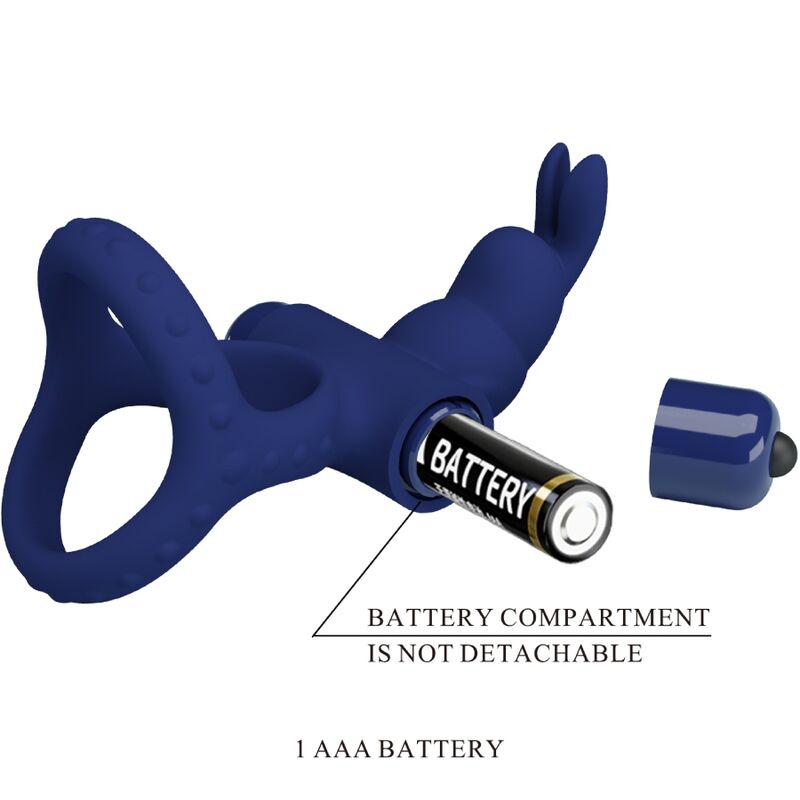 For Him-Luchito Vibrationsring Double Rabbit Blau-Silikon, 10 · Sextoys (Bild 2)