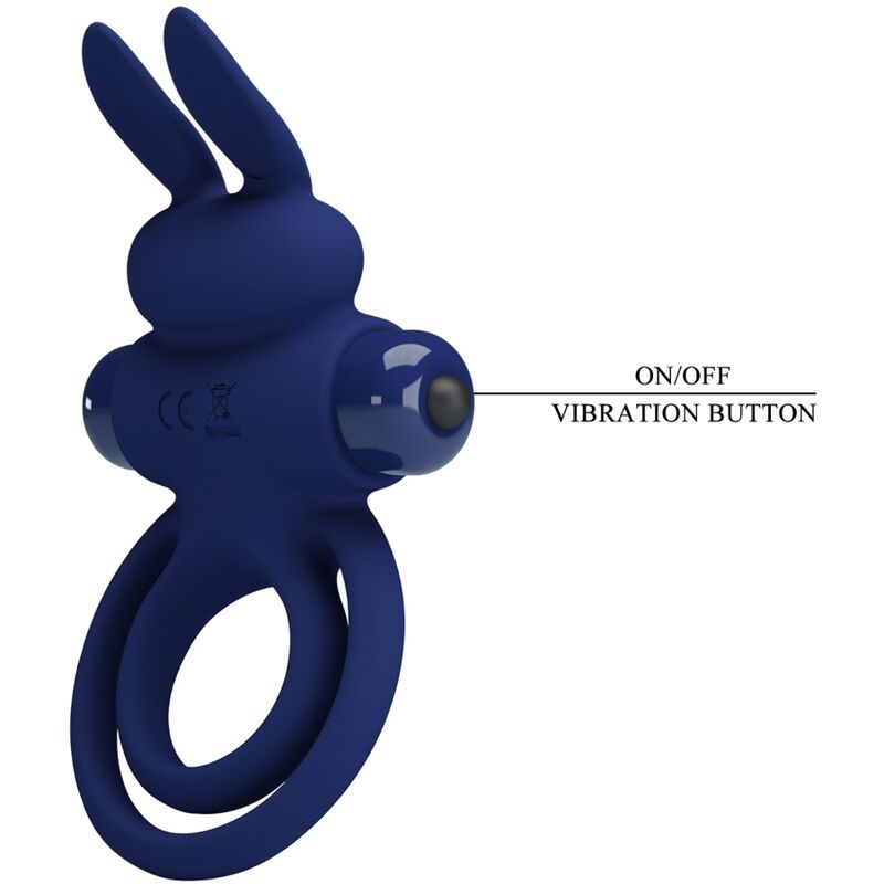 For Him-Darey Vibrationsring Double Kaninchen, Blau-Silikon, 10 · Sextoys (Bild 7)