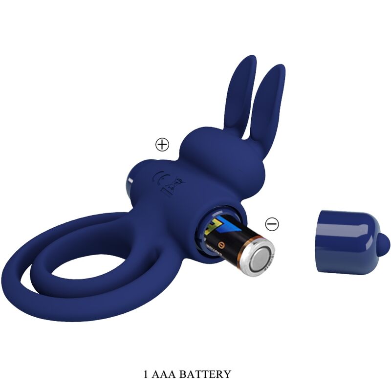 For Him-Darey Vibrationsring Double Kaninchen, Blau-Silikon, 10 · Sextoys (Bild 5)