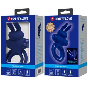 For Him-Darey Vibrationsring Double Kaninchen, Blau-Silikon, 10 · Sextoys (Bild 3)