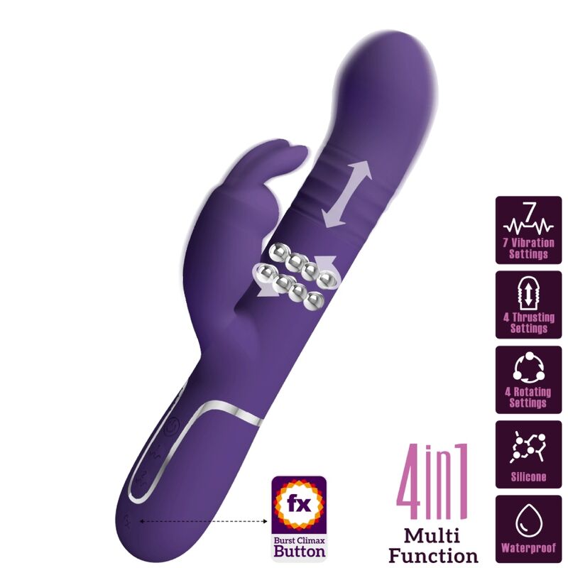 High Tech-Coda Rabbit Vibrator 4 in 1 Purple-Silikon, 7 Geschwindigkeiten · Vibratoren (Bild 10)
