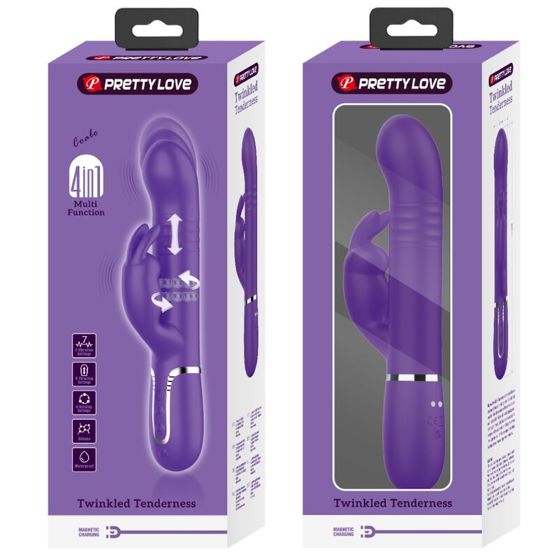 High Tech-Coda Rabbit Vibrator 4 in 1 Purple-Silikon, 7 Geschwindigkeiten · Vibratoren (Bild 9)