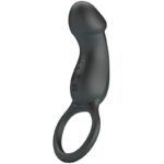 For Him-Ring Vibrator Schwarz mit Stimulator-Silikon, 7 Geschwindigkeiten · Sextoys