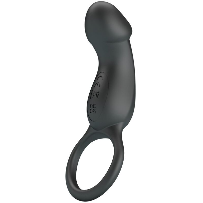For Him-Ring Vibrator Schwarz mit Stimulator-Silikon, 7 Geschwindigkeiten · Sextoys