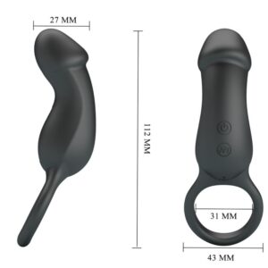 For Him-Ring Vibrator Schwarz mit Stimulator-Silikon, 7 Geschwindigkeiten · Sextoys (Bild 4)